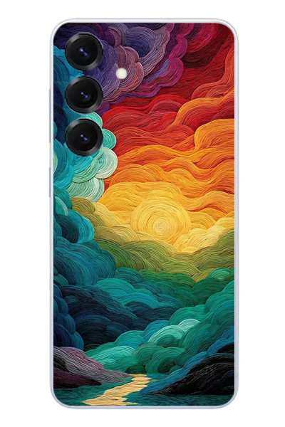 Le Balvo Samsung Galaxy S25 Uyumlu Gün Doğumu ve Batımı Baskılı Silikon Kılıf