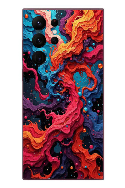 Le Balvo Samsung Galaxy S22 Ultra Uyumlu Dalgaların İz Karışımı Baskılı Silikon Kılıf