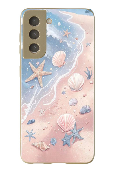Le Balvo Samsung Galaxy S21 FE Uyumlu Deniz Yıldızı Kumsalı Baskılı Silikon Kılıf