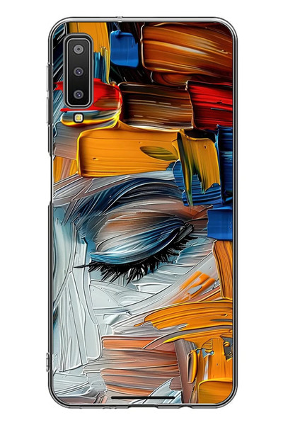 Le Balvo Samsung Galaxy A7 2018 Uyumlu Göz Boyama Fırçaları Baskılı Silikon Kılıf