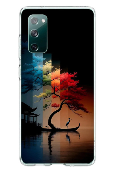 Le Balvo Samsung Galaxy S20 FE Uyumlu Dört Mevsim Ağaç Baskılı Silikon Kılıf
