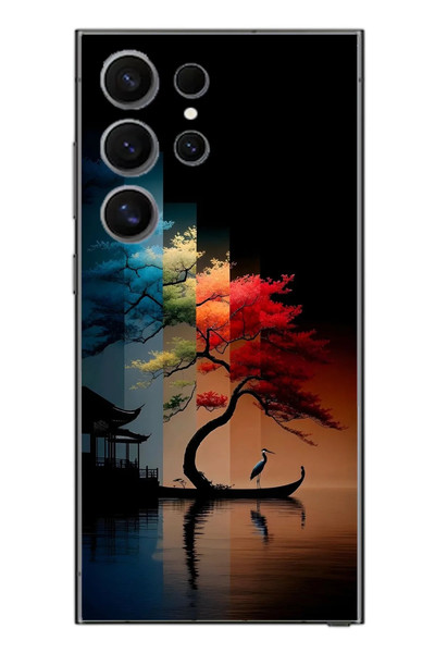 Le Balvo Samsung Galaxy S24 Ultra Uyumlu Dört Mevsim Ağaç Baskılı Silikon Kılıf