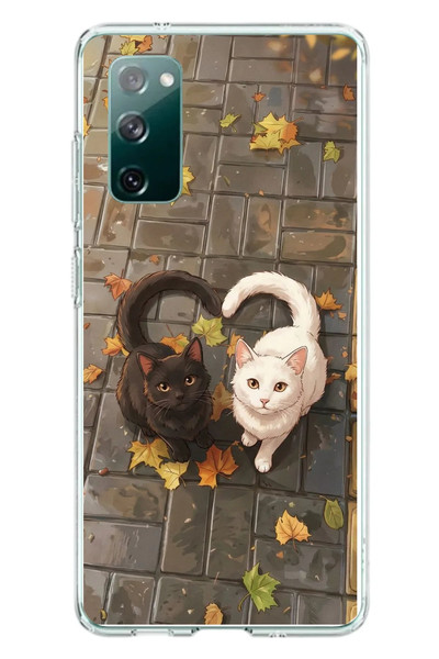 Le Balvo Samsung Galaxy S20 FE Uyumlu Kalp Kuyruklu Kediler Baskılı Silikon Kılıf