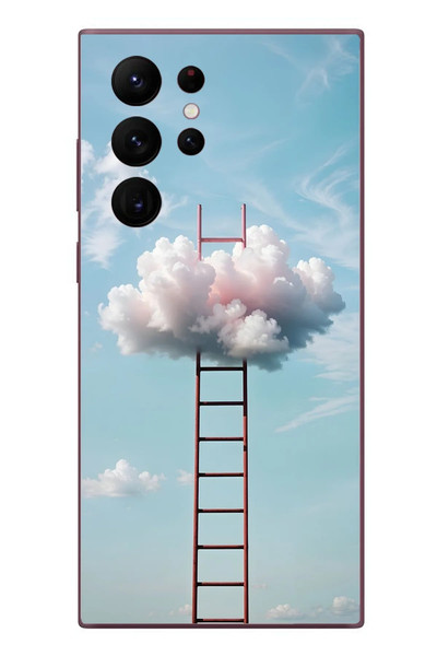 Le Balvo Samsung Galaxy S22 Ultra Uyumlu Buluta Çıkan Merdiven Baskılı Silikon Kılıf