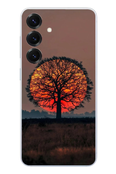 Le Balvo Samsung Galaxy S25 Uyumlu Güneşe Denk Gelen Ağaç Baskılı Silikon Kılıf