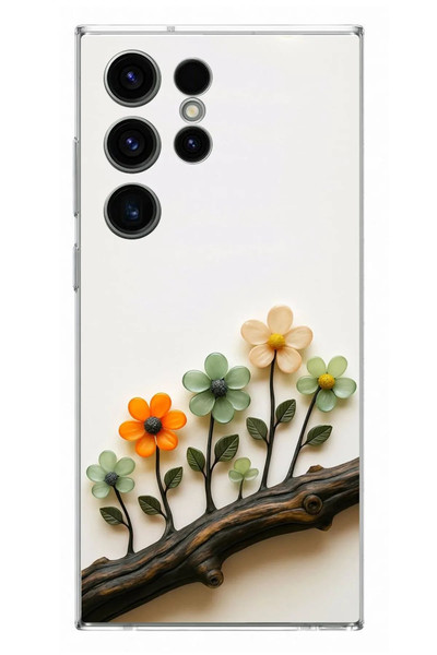 Le Balvo Samsung Galaxy S23 Ultra Uyumlu Dalda Açan Çiçekler Baskılı Silikon Kılıf