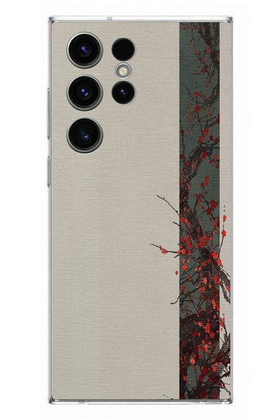 Le Balvo Samsung Galaxy S23 Ultra Uyumlu Sade Sonbahar Sarmaşık Baskılı Silikon Kılıf