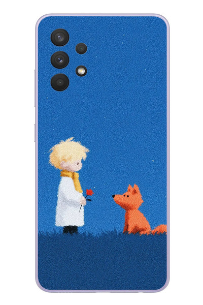 Le Balvo Samsung Galaxy A32 Uyumlu Sarışın Çocuk ve Köpek Baskılı Silikon Kılıf