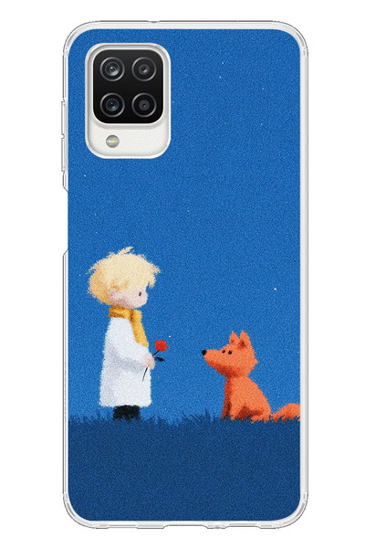 Le Balvo Samsung Galaxy A12 Uyumlu Sarışın Çocuk ve Köpek Baskılı Silikon Kılıf