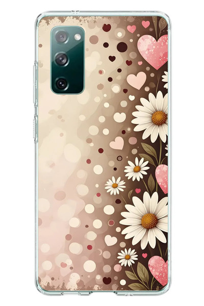 Le Balvo Samsung Galaxy S20 FE Uyumlu Kalpli Papatya Damlaları Baskılı Silikon Kılıf