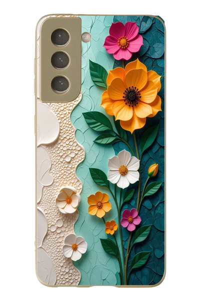 Le Balvo Samsung Galaxy S21 FE Uyumlu Güzel Modern Çiçekler Baskılı Silikon Kılıf