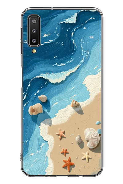 Le Balvo Samsung Galaxy A7 2018 Uyumlu Deniz Yıldızı Tatilde Baskılı Silikon Kılıf