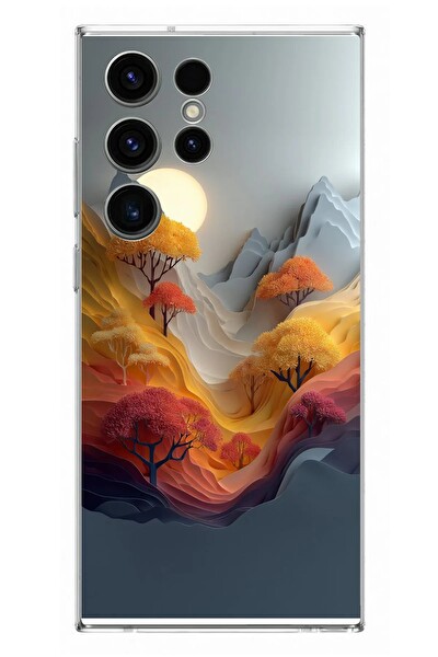 Le Balvo Samsung Galaxy S23 Ultra Uyumlu Renk Dalgalı Manzara Baskılı Silikon Kılıf