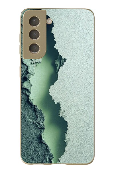 Le Balvo Samsung Galaxy S21 FE Uyumlu Koyu Yeşil İzler Baskılı Silikon Kılıf