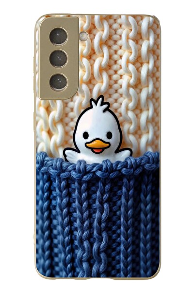Le Balvo Samsung Galaxy S21 FE Uyumlu Gülen Ördek Yavrusu Baskılı Silikon Kılıf