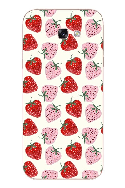 Le Balvo Samsung Galaxy A7 2017 Uyumlu Kırmızı Pembe Çilekler Baskılı Silikon Kılıf