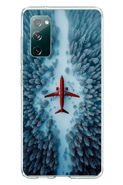 Le Balvo Samsung Galaxy S20 FE Uyumlu Kış Ortasında Uçak Baskılı Silikon Kılıf