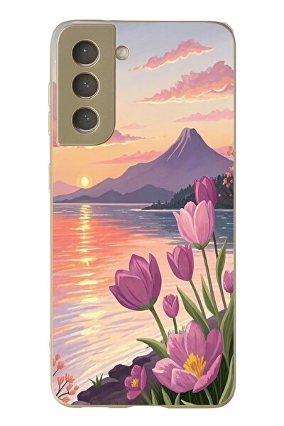Le Balvo Samsung Galaxy S21 FE Uyumlu Çiçek Yağlı Boya Baskılı Silikon Kılıf