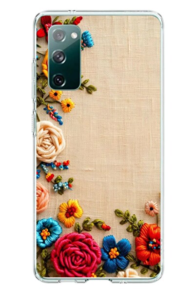 Le Balvo Samsung Galaxy S20 FE Uyumlu İşlemeli İğne Oyası Baskılı Silikon Kılıf