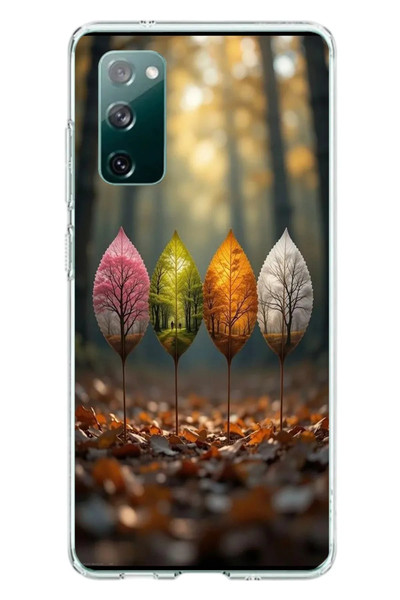 Le Balvo Samsung Galaxy S20 FE Uyumlu Dört Mevsim Yaprakları Baskılı Silikon Kılıf