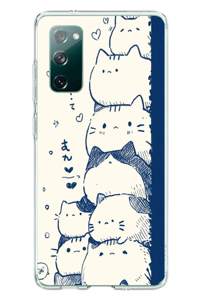 Le Balvo Samsung Galaxy S20 FE Uyumlu Mavi Kedi Kardeşliği Baskılı Silikon Kılıf