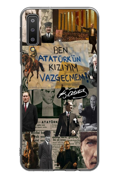 Le Balvo Samsung Galaxy A7 2018 Uyumlu Ben Atatürk Kızıyım Baskılı Silikon Kılıf