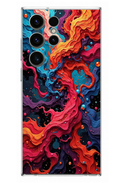 Le Balvo Samsung Galaxy S23 Ultra Uyumlu Dalgaların İz Karışımı Baskılı Silikon Kılıf