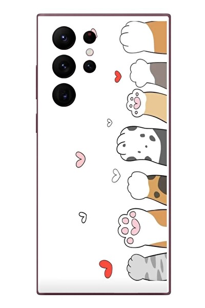 Le Balvo Samsung Galaxy S22 Ultra Uyumlu Kedi Harekatı Patileri Baskılı Silikon Kılıf