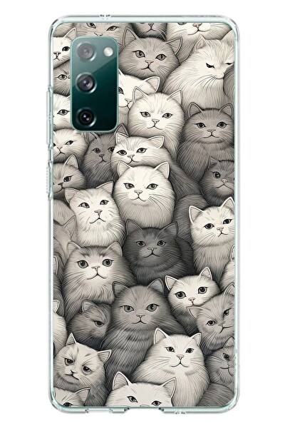 Le Balvo Samsung Galaxy S20 FE Uyumlu Kara Kalem Kediler Baskılı Silikon Kılıf