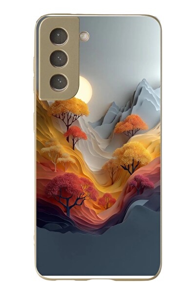 Le Balvo Samsung Galaxy S21 FE Uyumlu Renk Dalgalı Manzara Baskılı Silikon Kılıf