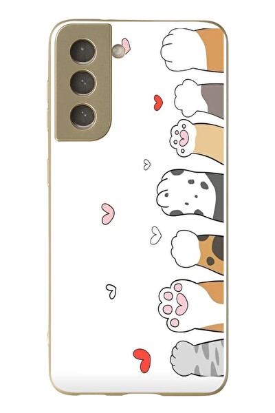 Le Balvo Samsung Galaxy S21 FE Uyumlu Kedi Harekatı Patileri Baskılı Silikon Kılıf