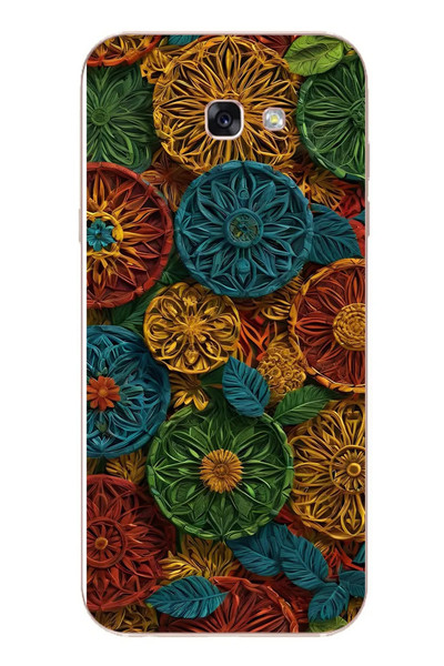 Le Balvo Samsung Galaxy A7 2017 Uyumlu Hasır Örgü Çiçekler Baskılı Silikon Kılıf