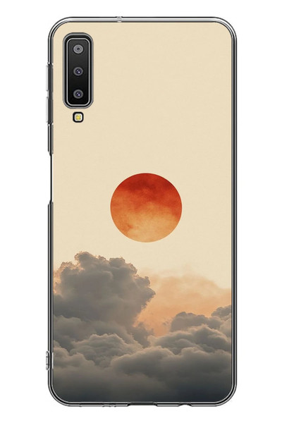 Le Balvo Samsung Galaxy A7 2018 Uyumlu Bulut ve Güneş Baskılı Silikon Kılıf