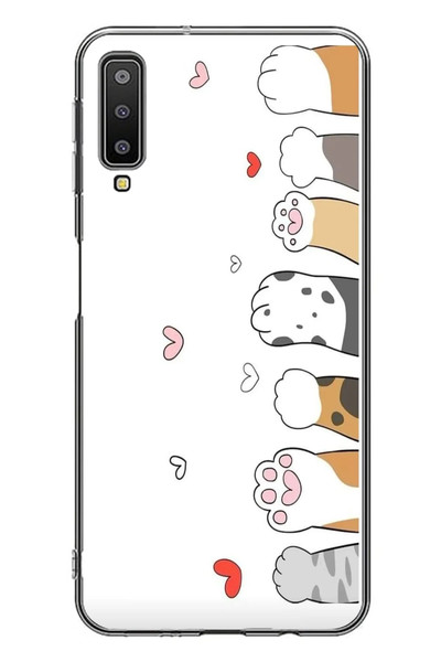 Le Balvo Samsung Galaxy A7 2018 Uyumlu Kedi Harekatı Patileri Baskılı Silikon Kılıf