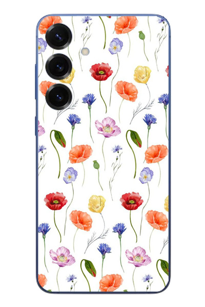 Le Balvo Samsung Galaxy S25 Plus Uyumlu Sade Tek Çiçekler Baskılı Silikon Kılıf