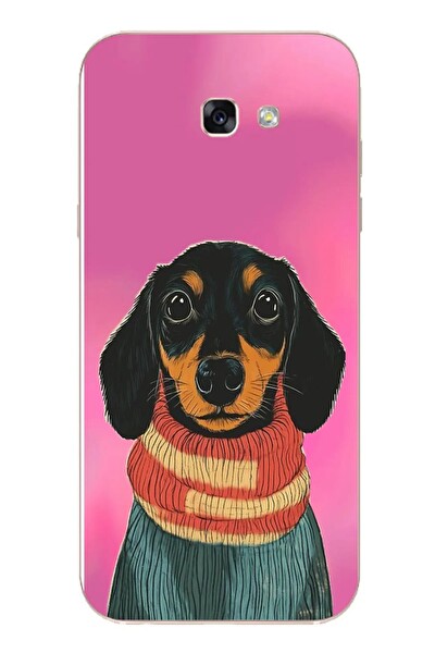 Le Balvo Samsung Galaxy A7 2017 Uyumlu Sevimli Siyah Köpek Baskılı Silikon Kılıf