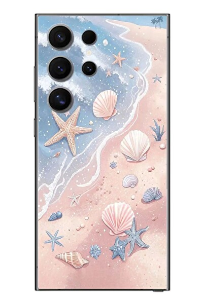 Le Balvo Samsung Galaxy S24 Ultra Uyumlu Deniz Yıldızı Kumsalı Baskılı Silikon Kılıf