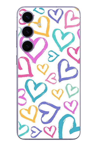 Le Balvo Samsung Galaxy S24 Plus Uyumlu Modern Çizgi Kalpler Baskılı Silikon Kılıf