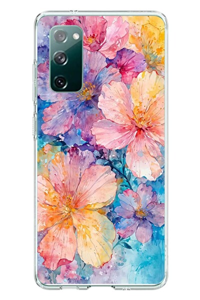 Le Balvo Samsung Galaxy S20 FE Uyumlu Yağlı Boya Çiçekler Baskılı Silikon Kılıf