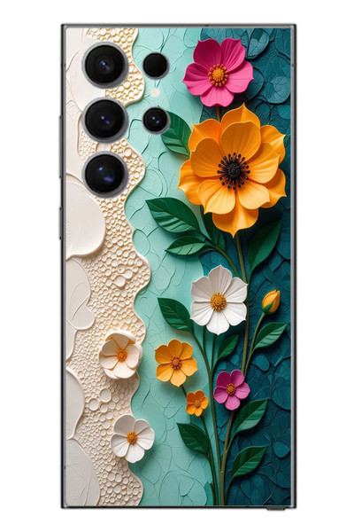 Le Balvo Samsung Galaxy S24 Ultra Uyumlu Güzel Modern Çiçekler Baskılı Silikon Kılıf