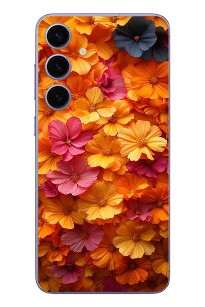 Le Balvo Samsung Galaxy S24 Plus Uyumlu Sarı Pembe Çiçekler Baskılı Silikon Kılıf