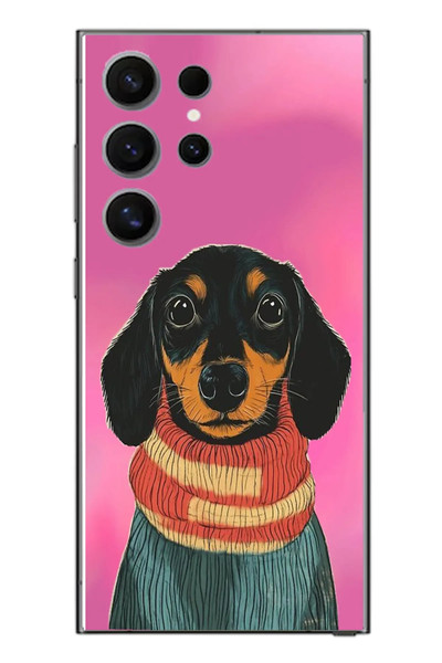 Le Balvo Samsung Galaxy S24 Ultra Uyumlu Sevimli Siyah Köpek Baskılı Silikon Kılıf