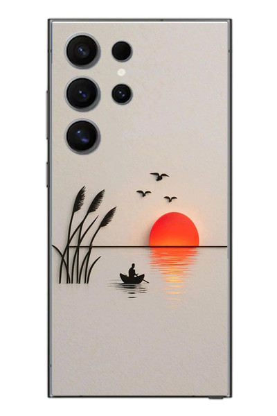 Le Balvo Samsung Galaxy S24 Ultra Uyumlu Gün Batımı Çizim Baskılı Silikon Kılıf