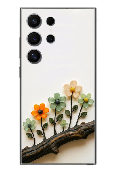 Le Balvo Samsung Galaxy S24 Ultra Uyumlu Dalda Açan Çiçekler Baskılı Silikon Kılıf