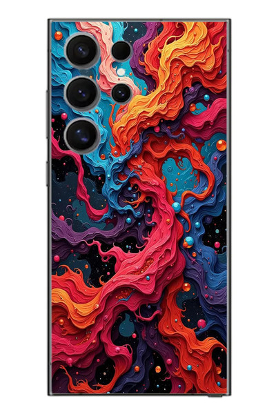 Le Balvo Samsung Galaxy S24 Ultra Uyumlu Dalgaların İz Karışımı Baskılı Silikon Kılıf