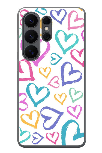 Le Balvo Samsung Galaxy S26 Ultra Uyumlu Modern Çizgi Kalpler Baskılı Silikon Kılıf