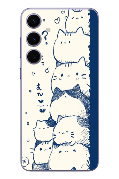 Le Balvo Samsung Galaxy S24 Plus Uyumlu Mavi Kedi Kardeşliği Baskılı Silikon Kılıf
