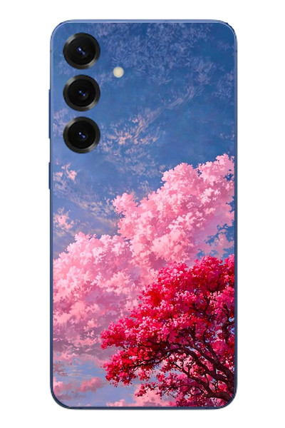 Le Balvo Samsung Galaxy S25 Plus Uyumlu Kırmızı Pembe Ağaçlar Baskılı Silikon Kılıf