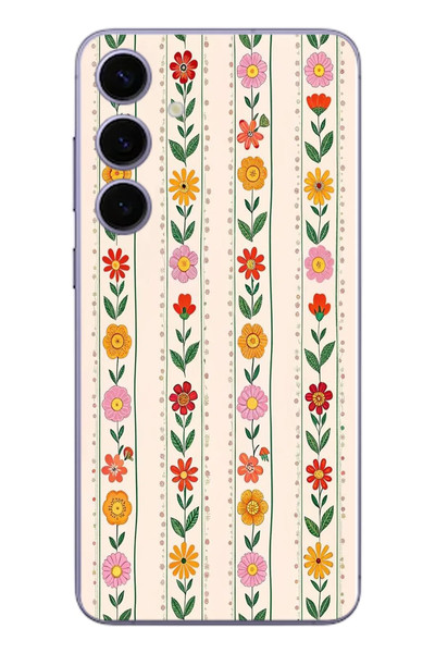 Le Balvo Samsung Galaxy S24 Plus Uyumlu Çiçekler ve Yaprakları Baskılı Silikon Kılıf