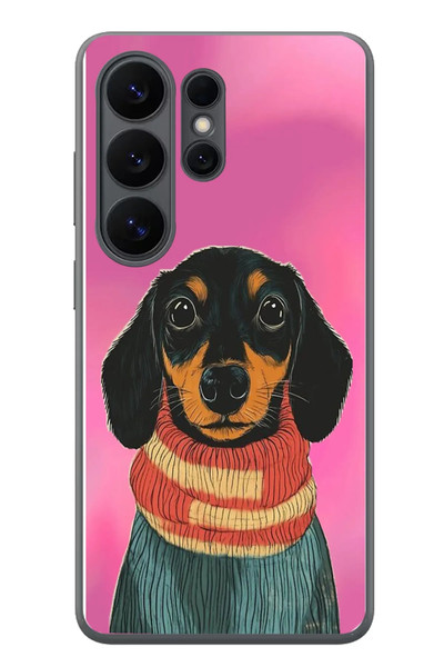 Le Balvo Samsung Galaxy S26 Ultra Uyumlu Sevimli Siyah Köpek Baskılı Silikon Kılıf